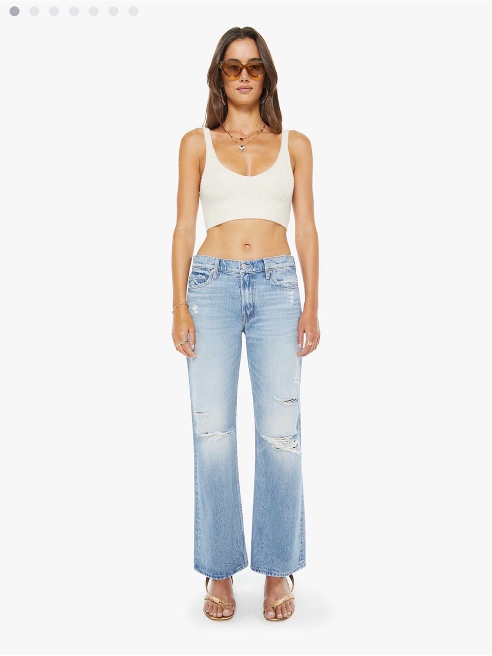 MOTHER jeans gold superior label bookie nerdy ripped wide leg jeans sz 31